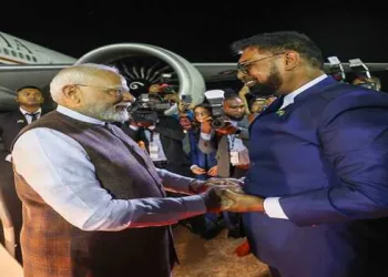 PM Modi arrives in Guyana, received with warm hug by President Irfaan Ali