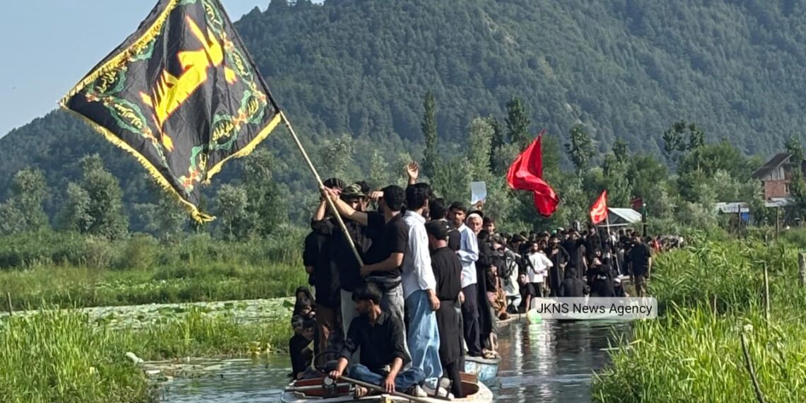 Hundreds Participate in 9th Muharram Observances Along Dal Lake in Srinagar