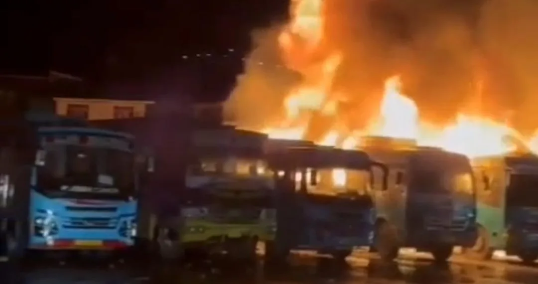 Seven Buses Damaged in Kupwara Bus Stand Fire; No Loss of Life Reported