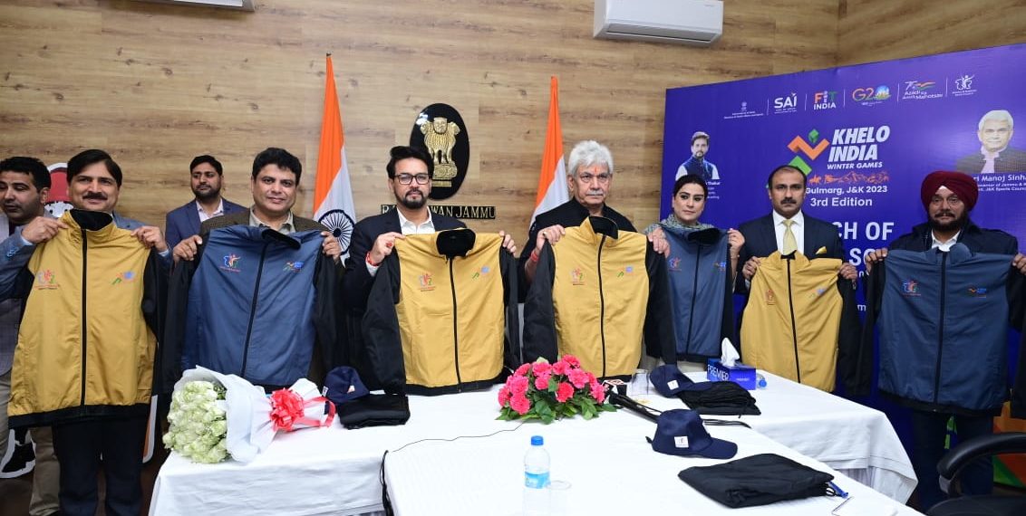 Anurag Singh Thakur along with LG J&K launches 3rd Khelo India Winter Games Mascot, Theme Song and Jerswy