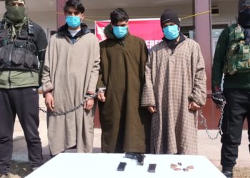 Kulgam police arrested three terrorist associates of proscribed militant outfit(HM)