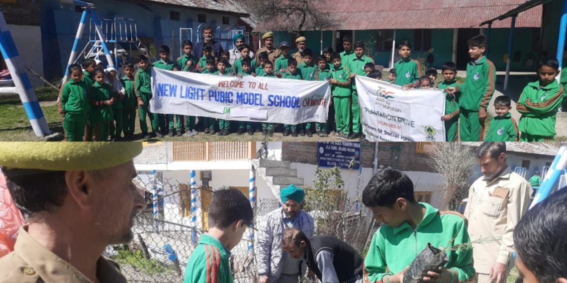 گرین انڈیا مہم  نیولائٹ سکول چترکوٹ میں محکمہ سوشل فارسٹری نے پودے لگائے