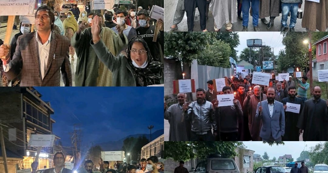 Protests held in Bandipora against civilian killing in Anantnag