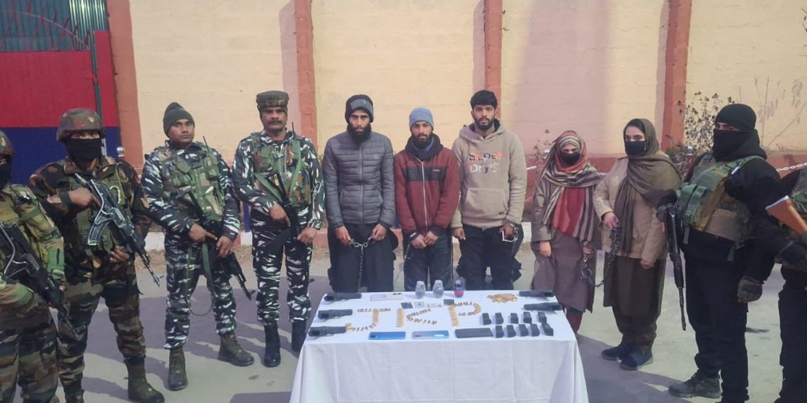 Woman Among 4 Persons Arrested, Huge Cache of Arms, Ammo Recovered in Bandipora: Officials