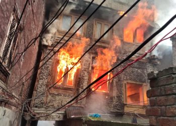 Residential house damaged in fire in Srinagar’s Shalakadal