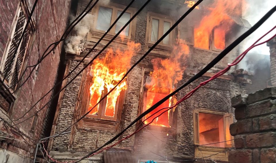 Residential house damaged in fire in Srinagar’s Shalakadal