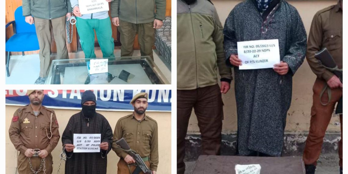 Police arrests 3 drug peddlers in Baramulla; Contraband substances recovered