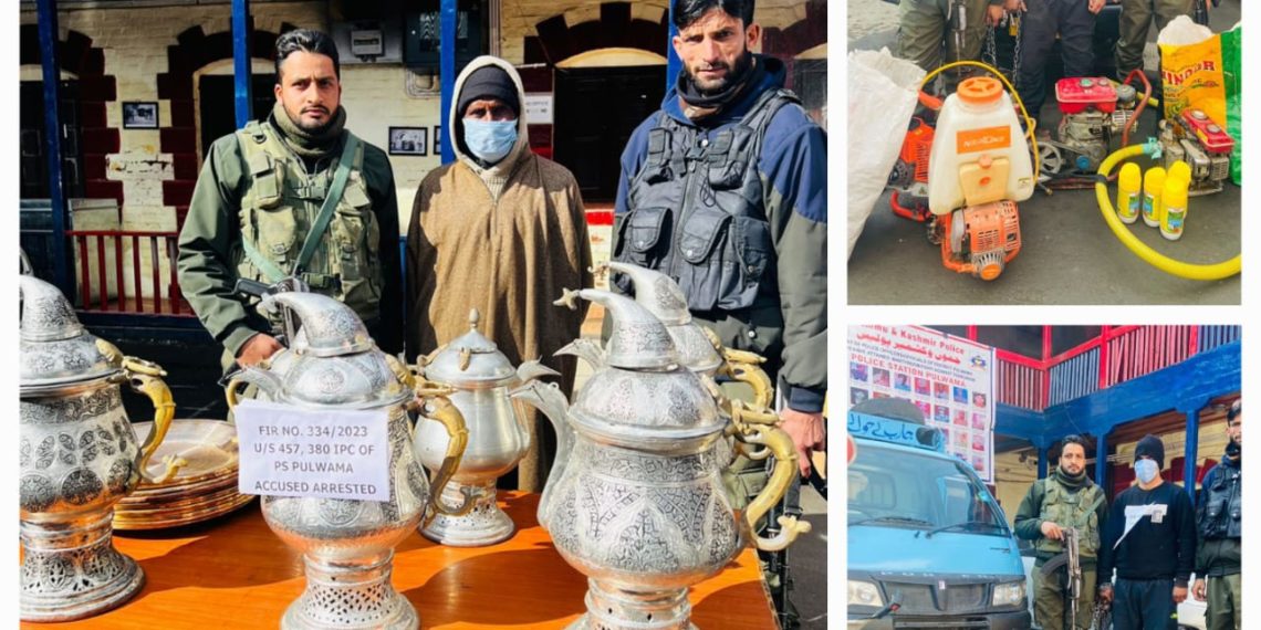 Police solves 02 theft cases in Pulwama; Accused arrested, stolen property worth lacs recovered