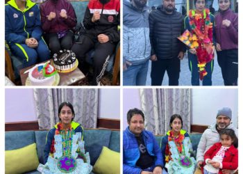 Kaifa Shah who won Silver Medal in International Wushu Stars Championship 2024 at Moscow was given Rousing reception at Srinagar Airport on her return from Moscow today