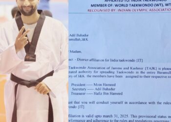 Sopore athlete appointed as Secretary for Taekwondo Association Kashmir