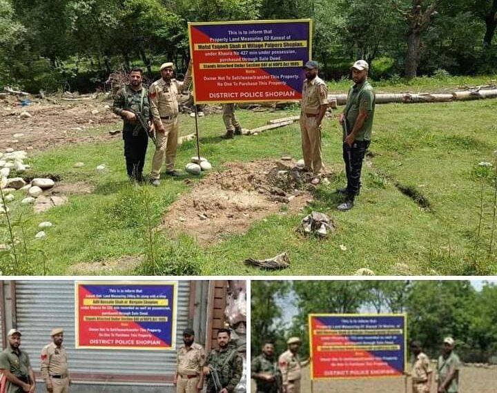 Police attaches 3 illegal properties worth crores of notorious drug peddlers in Shopian