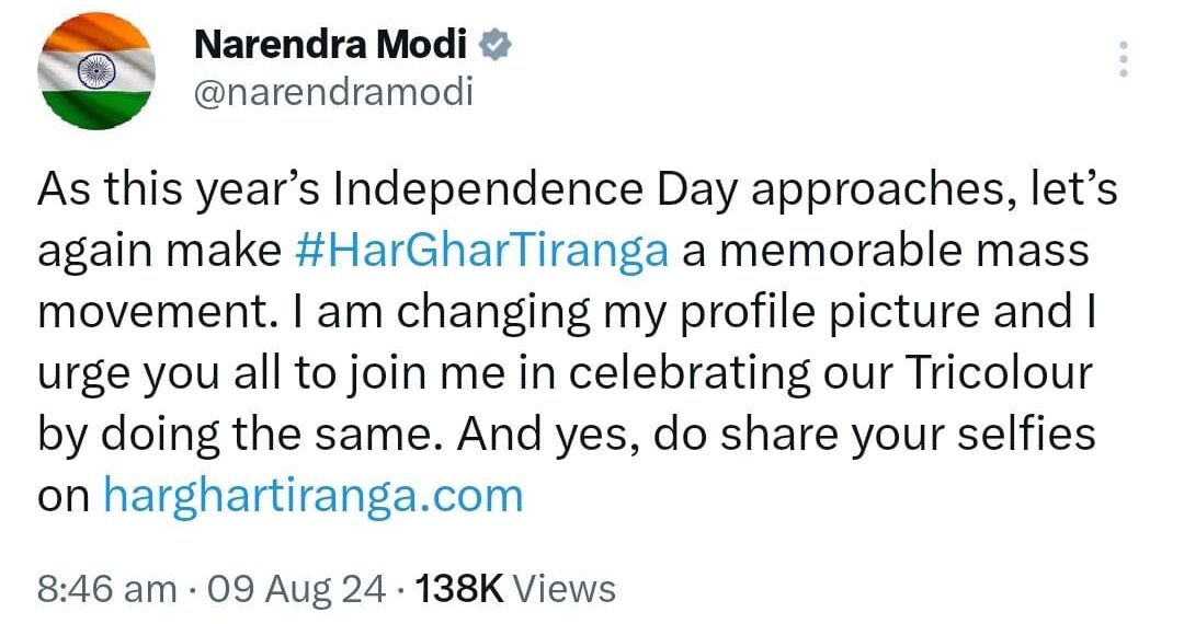 Make ‘Har Ghar Tiranga’ a memorable mass movement: PM Modi