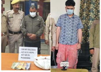Police arrests 02 drug peddlers in Pulwama; Psychotropic/contraband substances, cash recovered