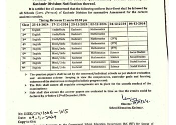 School based exams of all classes to commence from Nov-25