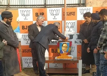BJP Kashmir Unit Pays Tribute to Dr. B.R. Ambedkar on His 69th Death Anniversary.