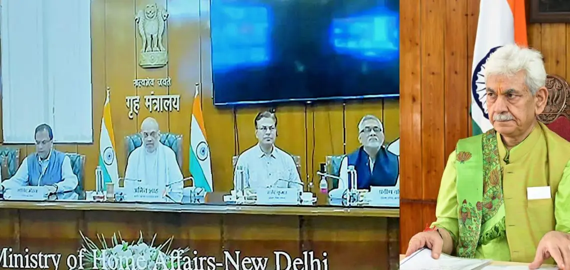 LG Sinha Joins High-Level Security Meet Chaired by Amit Shah