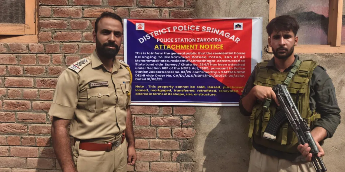 Residential Property Worth ₹60 Lakhs Attached in Srinagar Crackdown on Drug Peddling