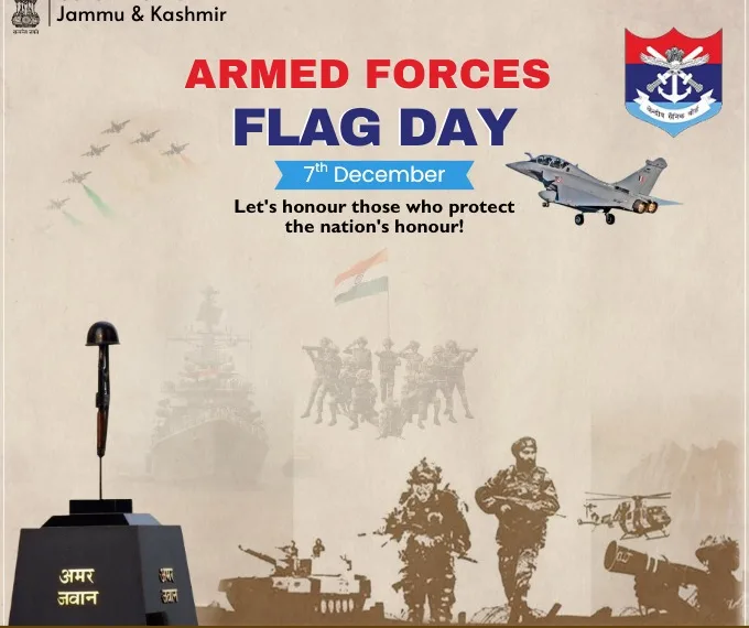 LG Sinha Pays Tribute on Armed Forces Flag Day, Appeals Public to Support Welfare Fund
