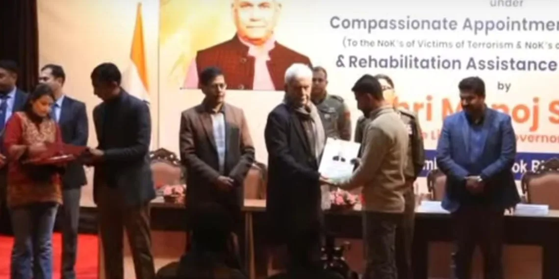 “Zero Tolerance Against Terror Ecosystem”: LG Sinha Distributes Job Letters to Terror-Affected Families