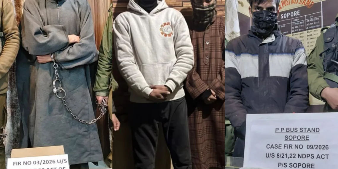 Sopore Police Crack Down on Drug Peddlers; Four Arrested and Contraband Seized