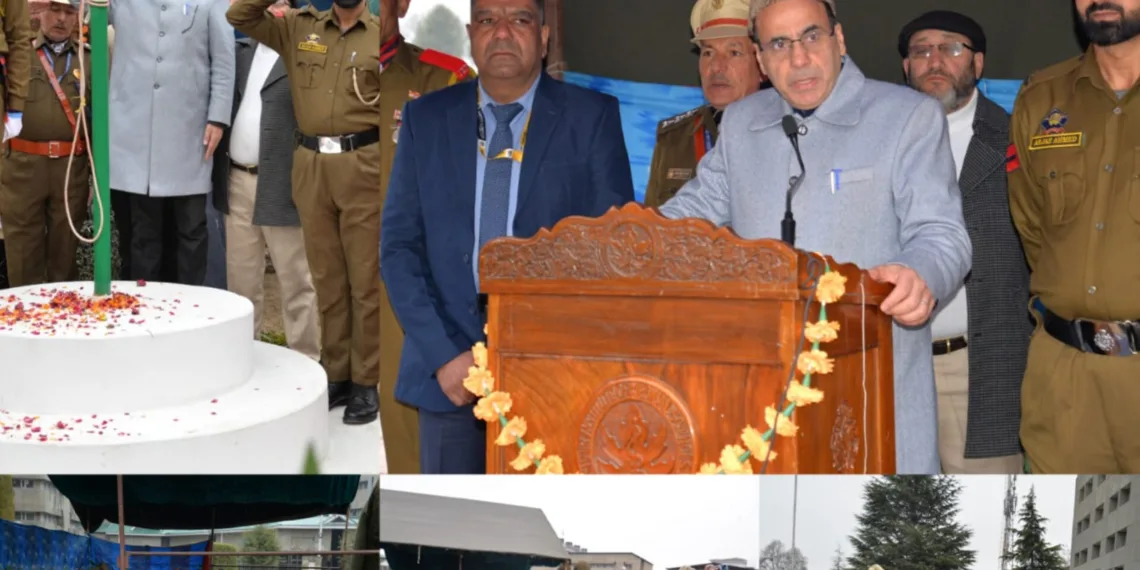 SKIMS Director Prof M Ashraf Ganie Unfurls national flag on 77th republic day