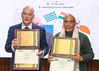 Rajnath Singh holds bilateral talks with Minister of National Defence of Hellenic Republic in New Delhi