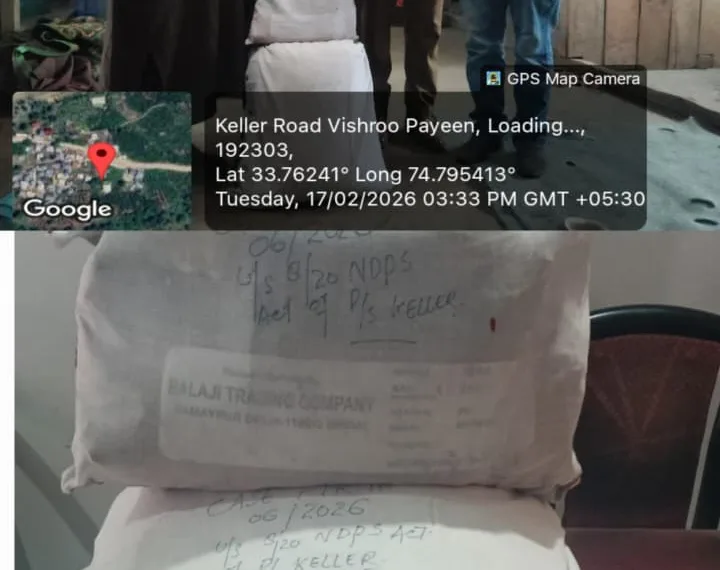 War Against Drugs continues; J&K Police In Shopian Recovered Charas & Cannavis in Keller Shopian, Accused Arrested