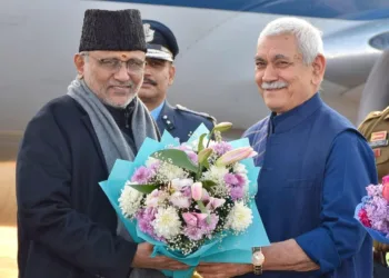 LG Manoj Sinha Receives Vice President C.P. Radhakrishnan at Srinagar Airport