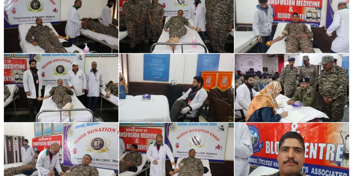 CRPF 92-Bn Celebrates 87th Raising Day with Blood Donation Camp in Wadoora Sopore