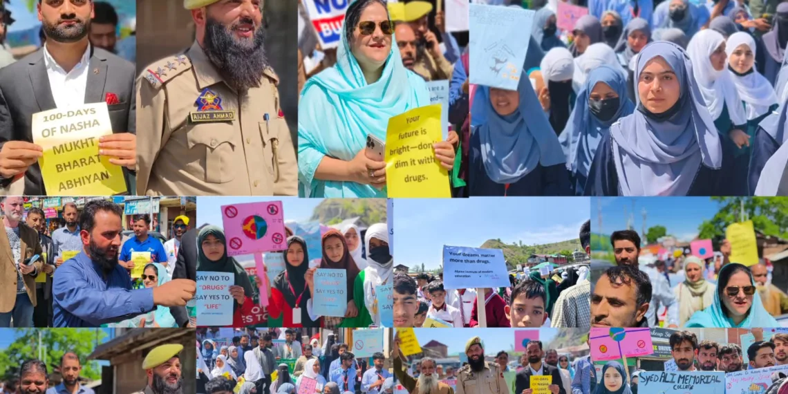 Hundreds of Students Participate in Anti-Drug Awareness Rally in Beerwah Under Nasha Mukht Bharat Abhiyan