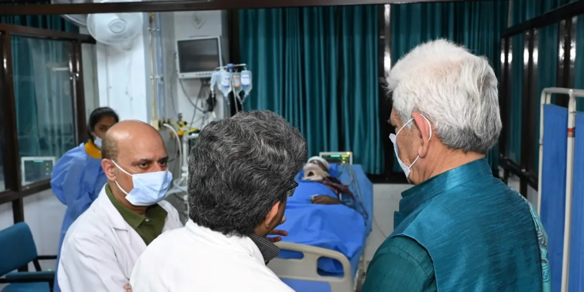 LG Manoj Sinha Visits GMC Jammu, Reviews Condition of Udhampur Accident Victims
