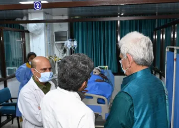 LG Manoj Sinha Visits GMC Jammu, Reviews Condition of Udhampur Accident Victims