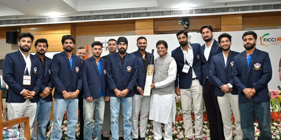 Piyush Goyal Receives GI-Tagged Kashmir Willow Bat from J&K Ranji Champions