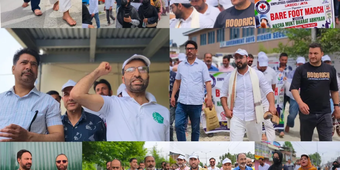 Barefoot Anti-Drug March Held at Magam Under Nasha Mukt Bharat Abhiyan