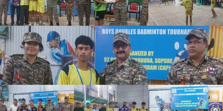 92-BN CRPF Concludes Shaheed Insp. Pintu Kumar Singh Memorial Boys Doubles Badminton Tournament in Wadoora Sopore