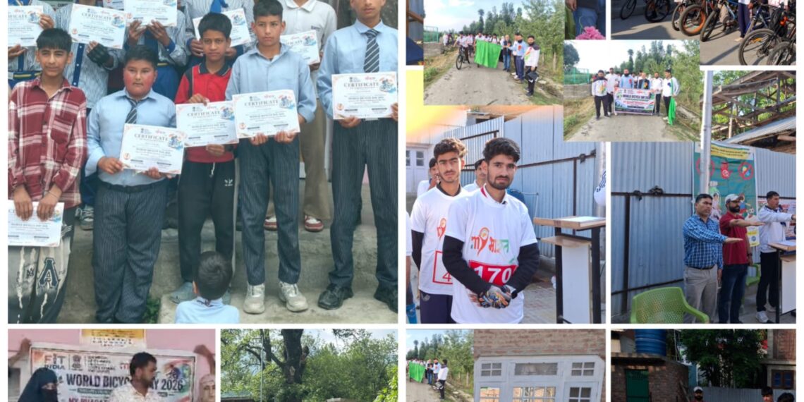 MY Bharat Anantnag Observes World Bicycle Day 2026 in Anantnag & Kulgam
