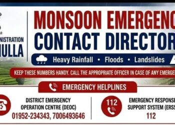 Baramulla Administration Issues Monsoon Emergency Contact Directory, Urges Public to Stay Alert