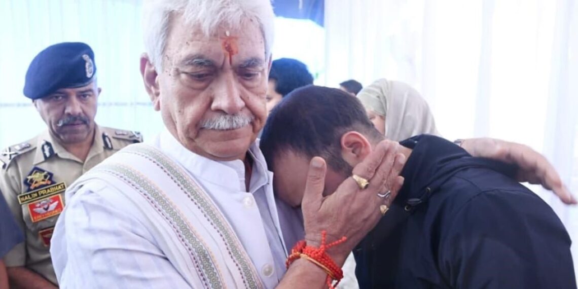 LG Manoj Sinha Visits Martyr HC Ashiq Hussain Qureshi’s Family, Assures Full Support