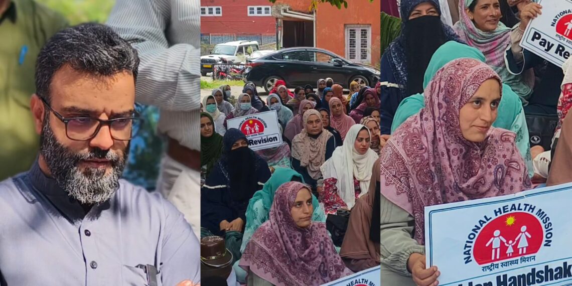 Aga Ruhullah Joins NHM Employees’ Protest in Budgam as Strike Enters Eighth Day
