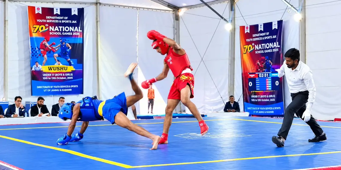70th National School Games 2026: Wushu Competitions Begin at Ganderbal, 50 Bouts Held on Opening Day*