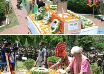 LG, DyCM Pay Tribute to Martyred BSF Officer, JKAS Officer Killed in Pak Shelling