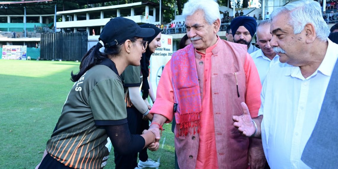 Lt Governor attends the final match of Kashmir Women Cricket League in Srinagar