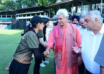 Lt Governor attends the final match of Kashmir Women Cricket League in Srinagar