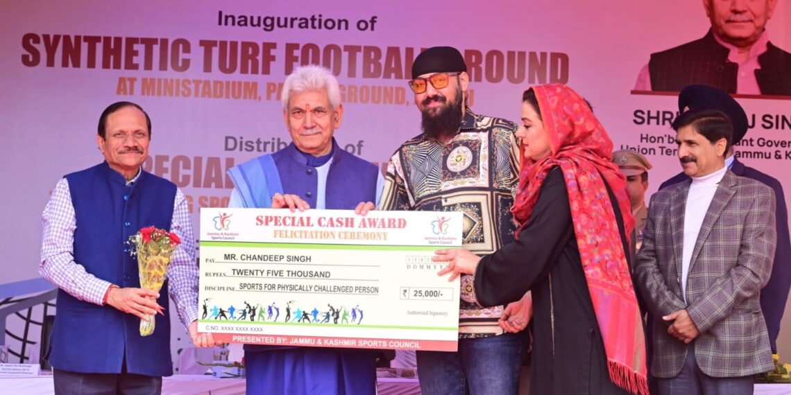 Lt Governor felicitates medal winners of National & International Competitions for the years 2021-22 and 2022-23