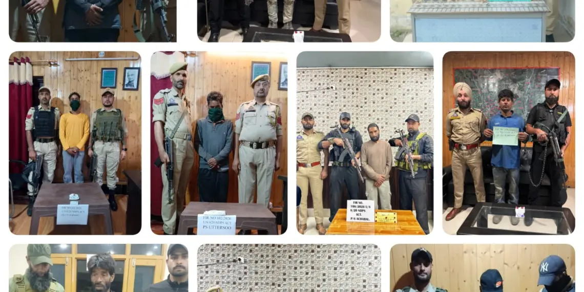 Major Anti-Narcotics Push: Anantnag Police Arrests 10 Drug Peddlers, Registers 10 FIRs; Large Quantity of Narcotics Seized in a Single Day
