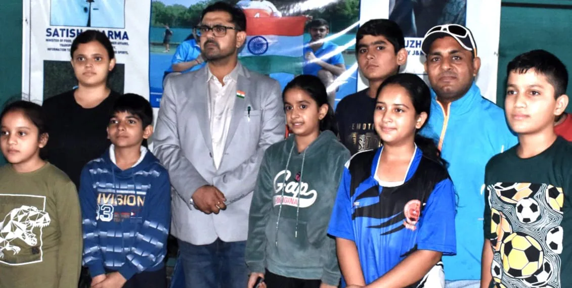 Satish Sharma visits Khelo India Soft Tennis Centre; interacts with players