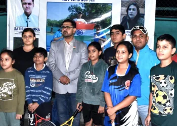 Satish Sharma visits Khelo India Soft Tennis Centre; interacts with players