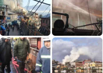 One Injured as Fire Damages Dal Lake Guest House in Srinagar
