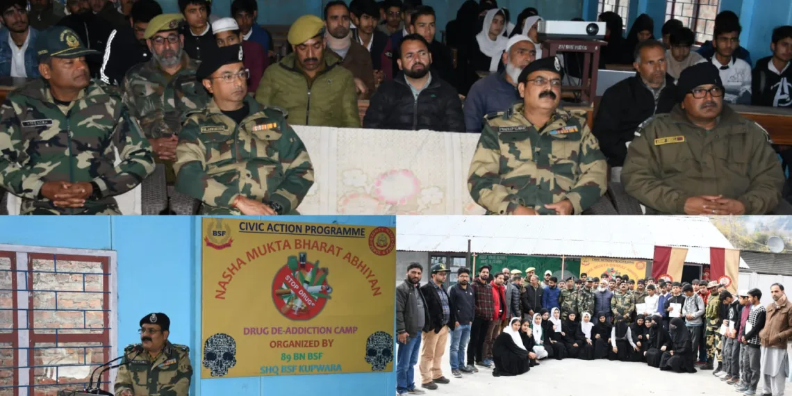 “Border Security Force Organizes ‘Nasha Mukt Bharat Abhiyan’ at Karnah to Promote Drug-Free Living”