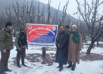 Residential land worth 52.5 lakhs of terror handler attached by Bandipora police in Sumbal